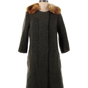 Wyeth by Todd Magill Gray Wool Coat w/ Brown Fur Collar Sz P, Small